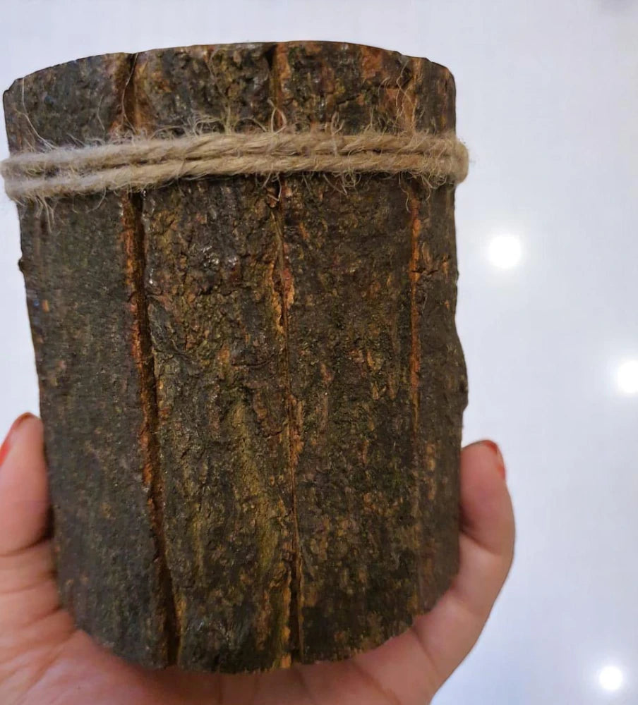 Wooden Candle Holder With Bark | WHC-04