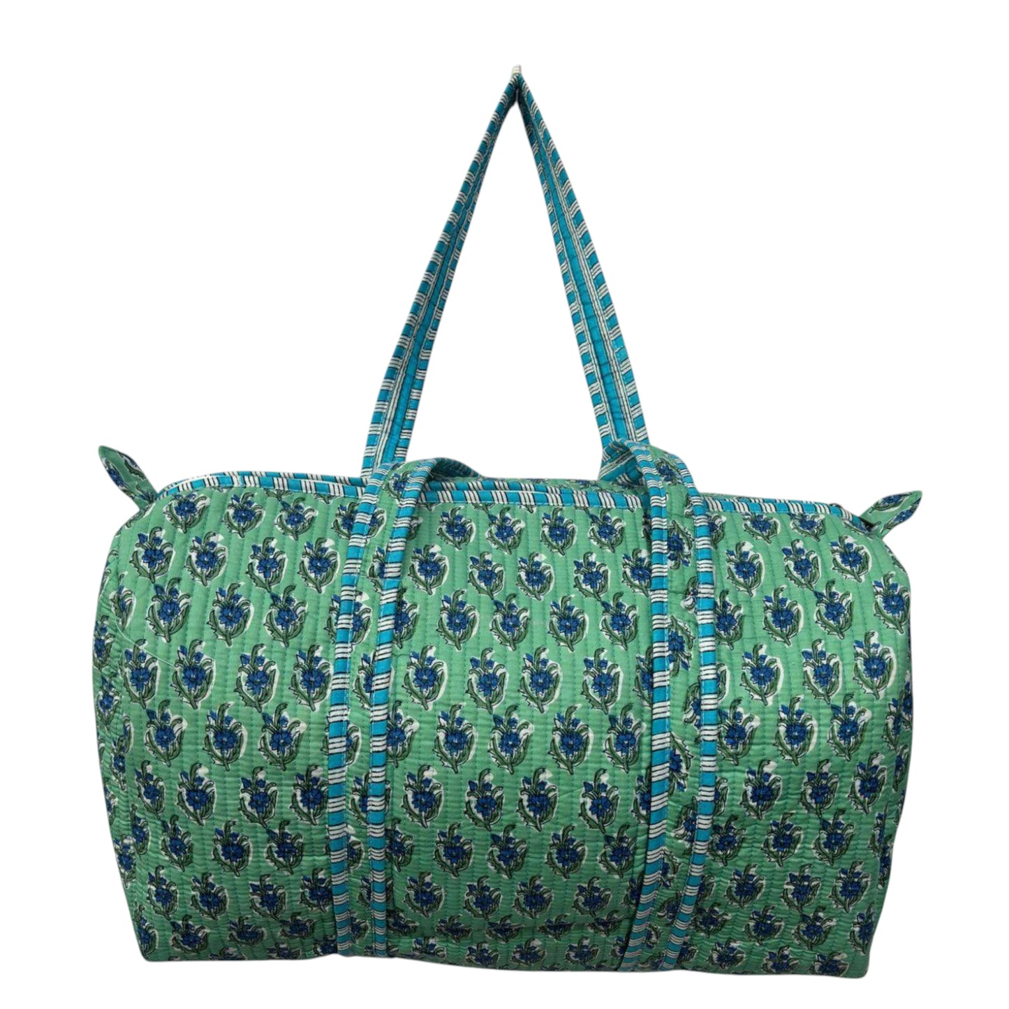 Cotton Duffle Bag with Hand-Block Floral Design-CDB00021
