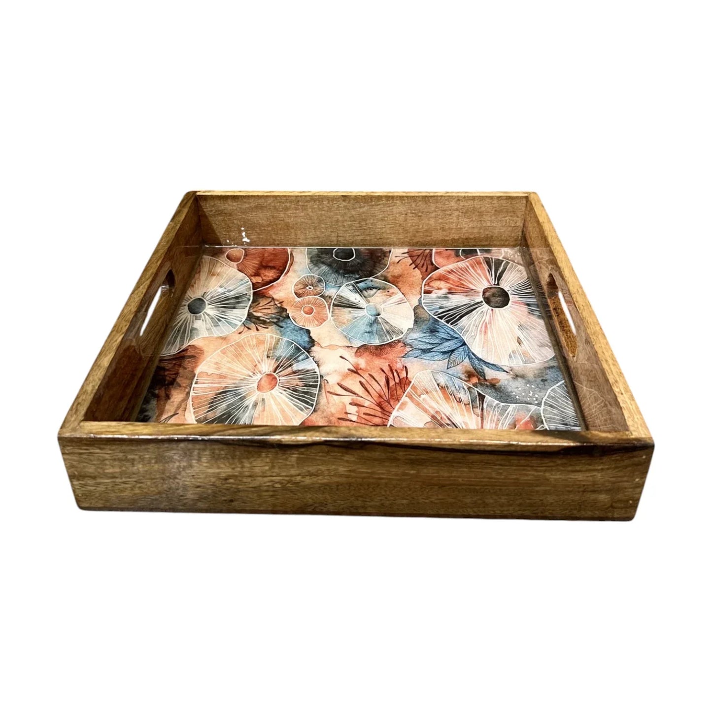 Handcrafted Wooden Tray, Epoxy Inlay