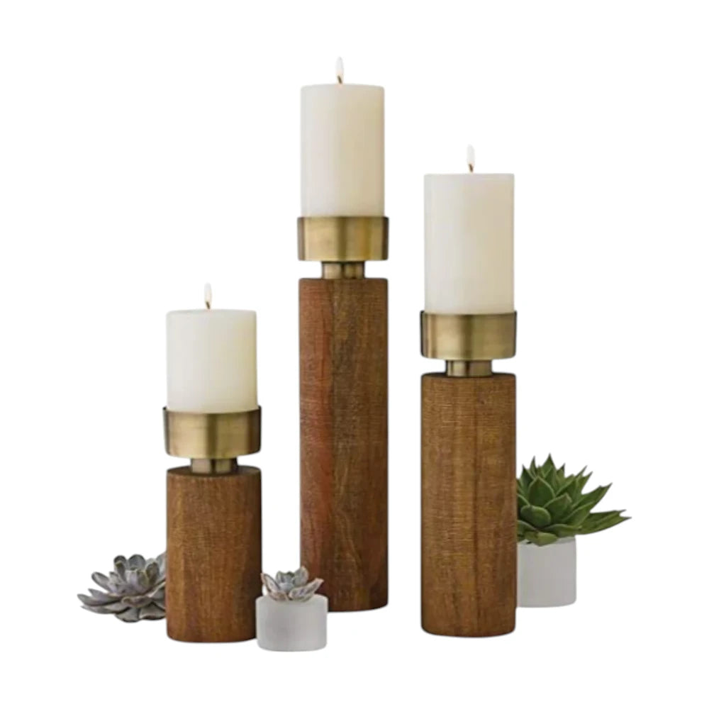 Wooden Candle Holder 3Pcs Set | WHC-77