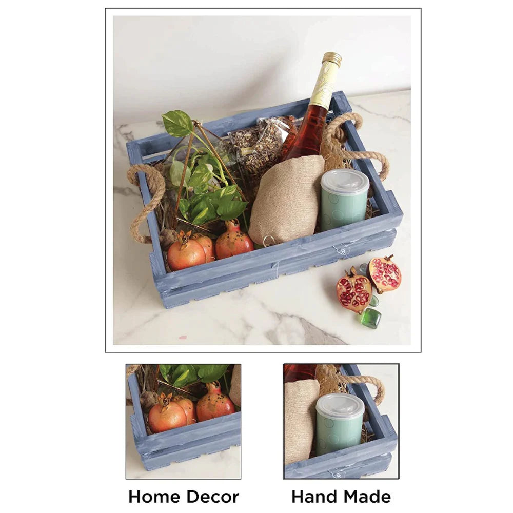 Wooden Basket with Jute Rope | WHC-24