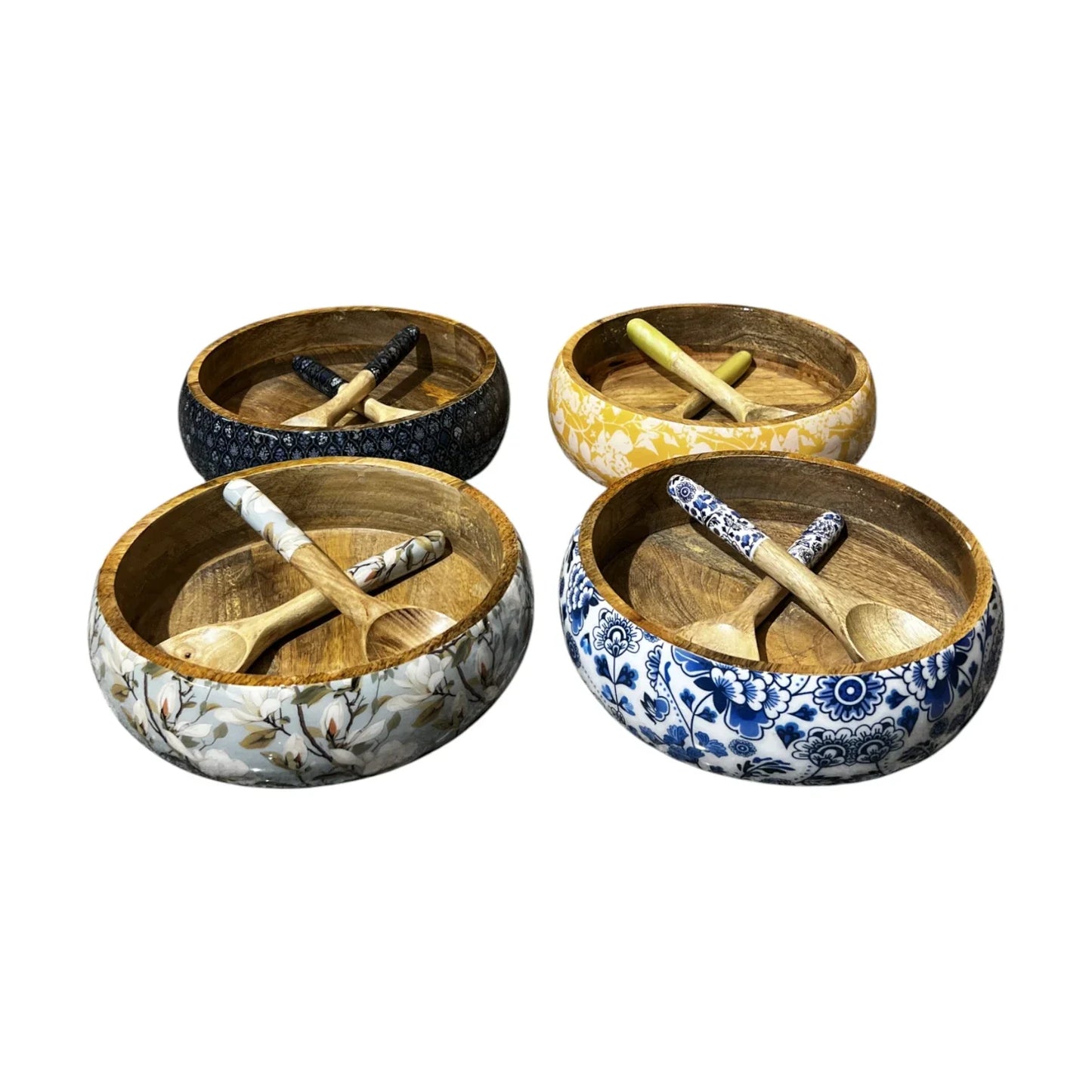 Handcrafted Wooden Salad Bowl Set 3 Pcs 10 x 4 inch | SBS-02