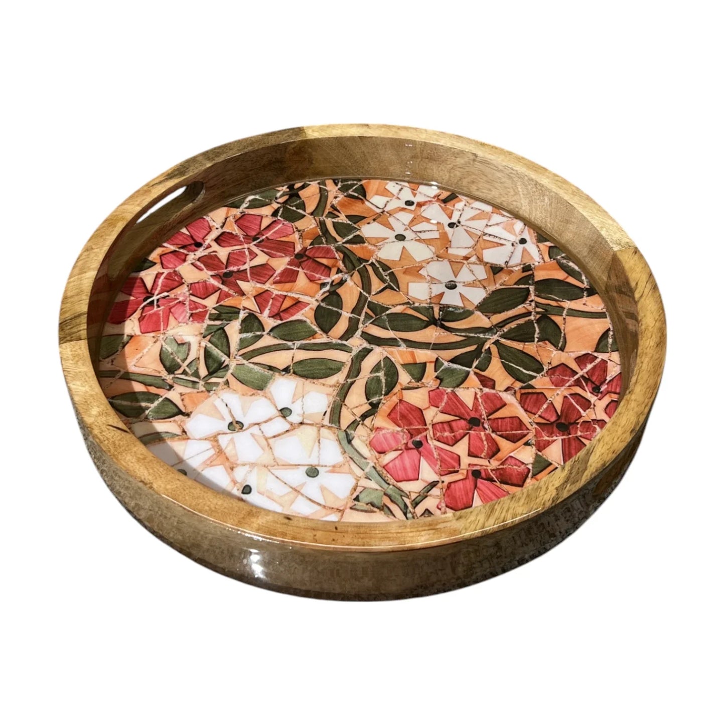 Handcrafted Wooden Serving Tray, Round