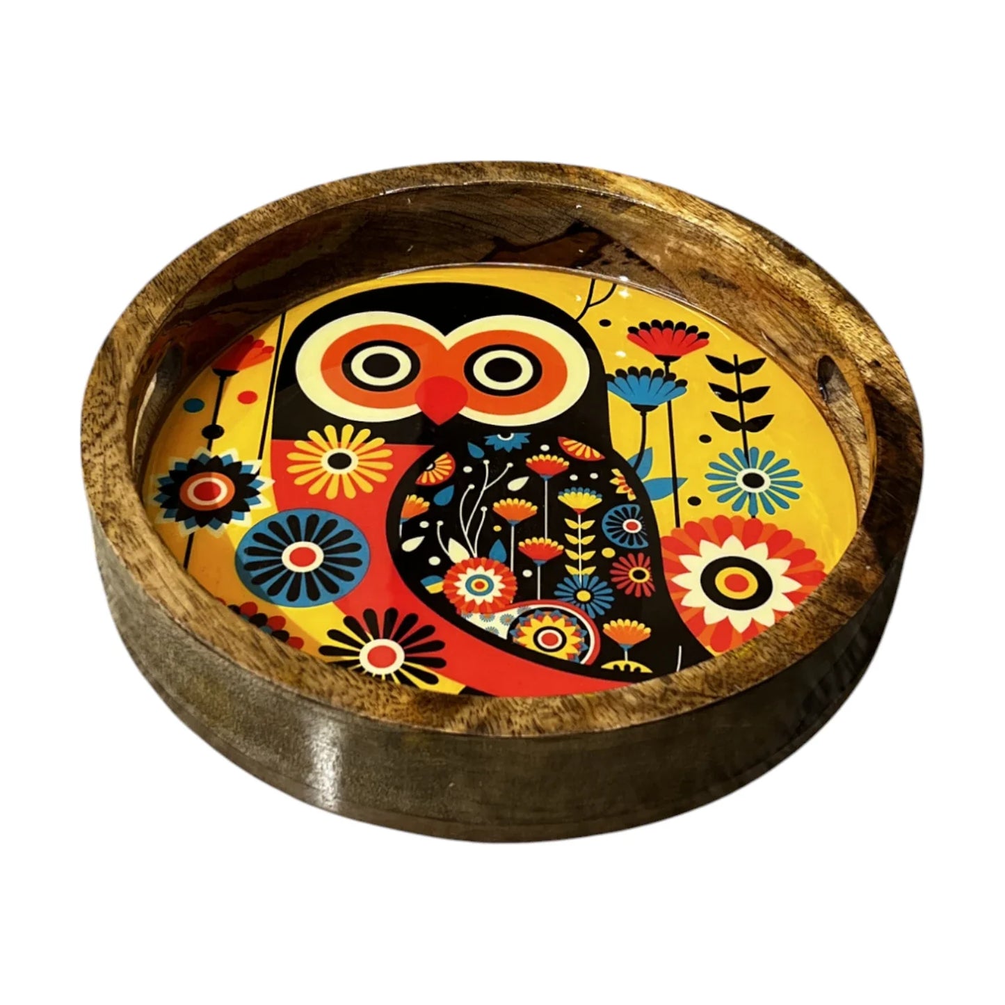 Handcrafted Wooden Serving Tray, Round
