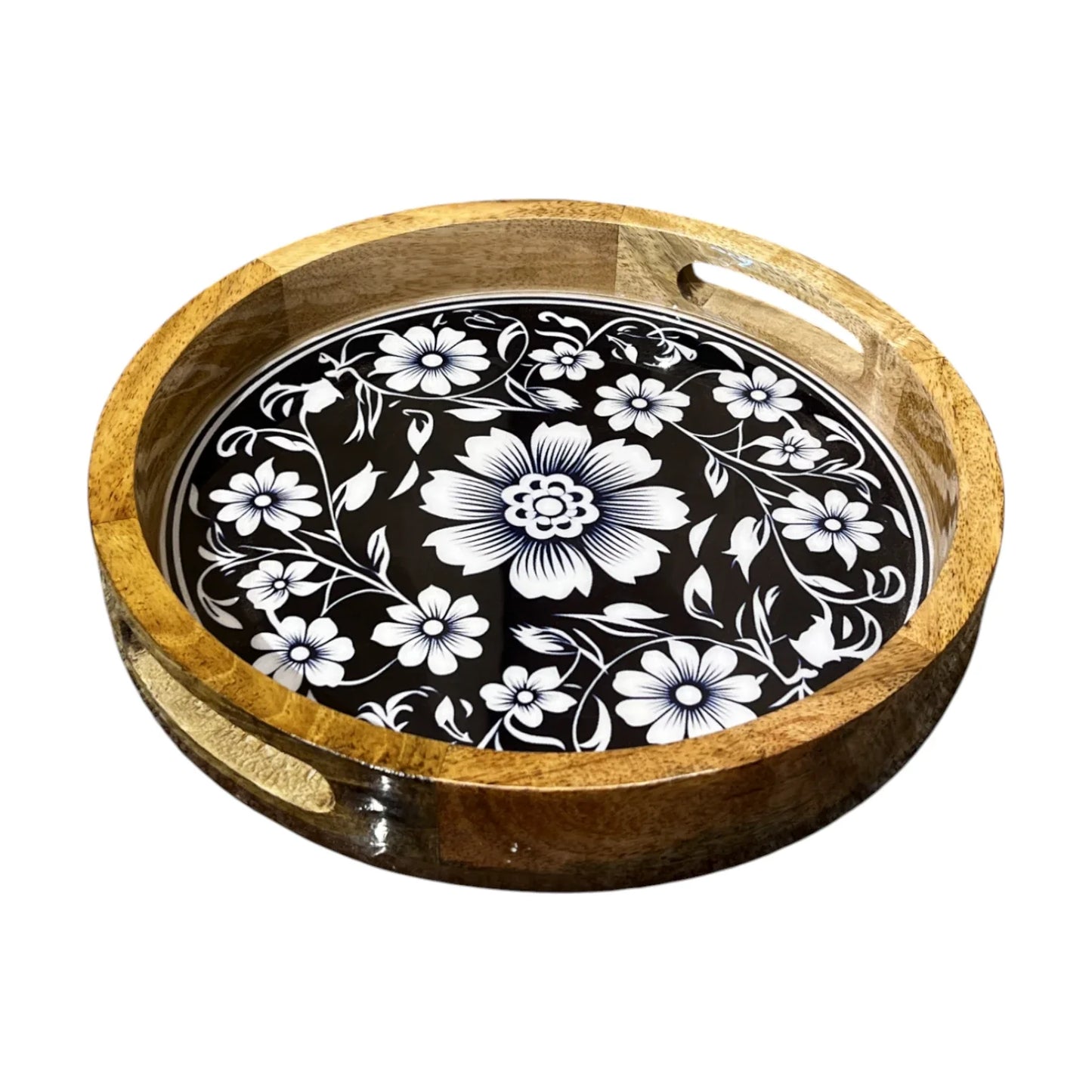 Handcrafted Wooden Serving Tray, Round