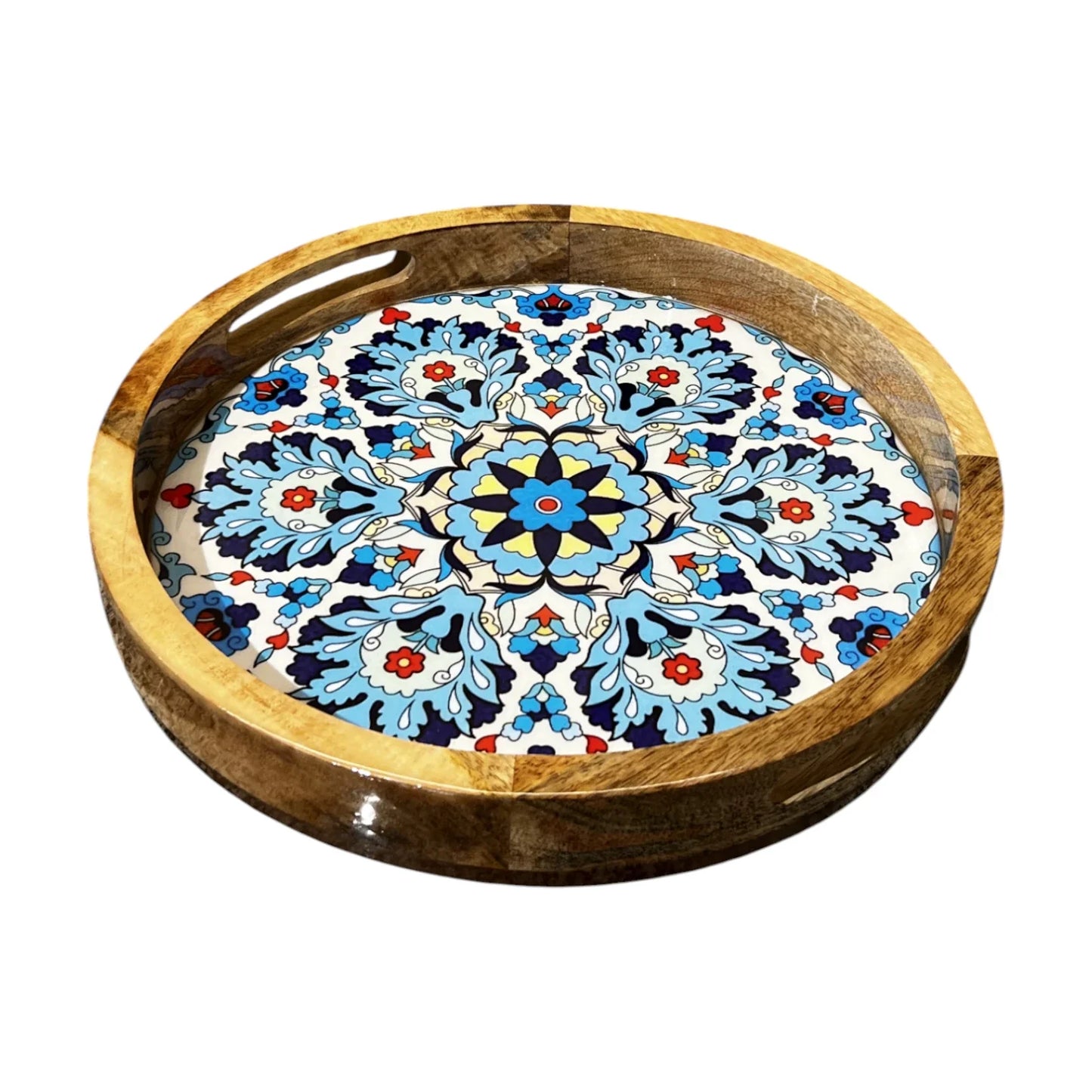 Handcrafted Wooden Serving Tray, Round