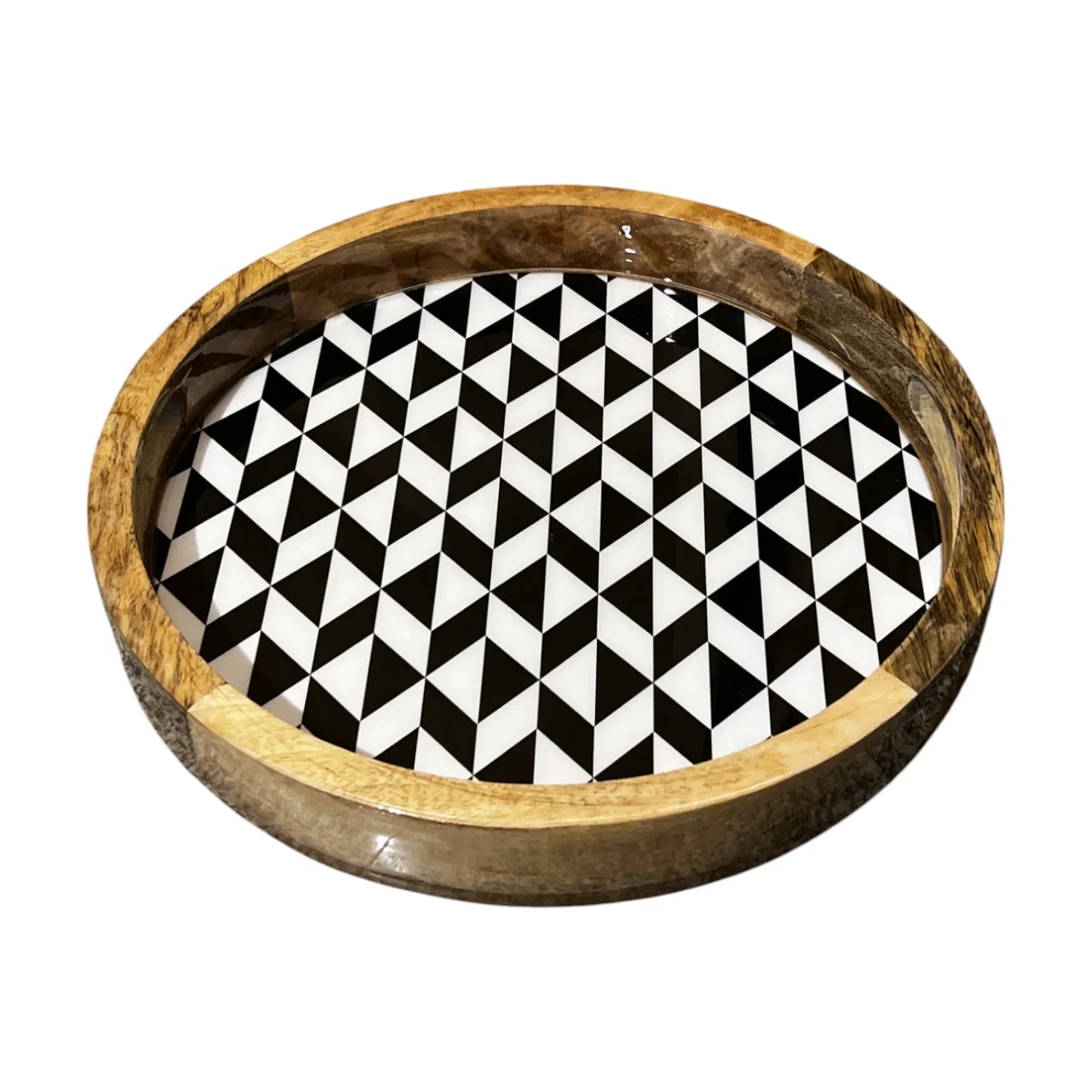 Handcrafted Wooden Serving Tray, Round