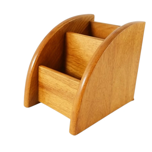 Wooden magazine rack on a white background