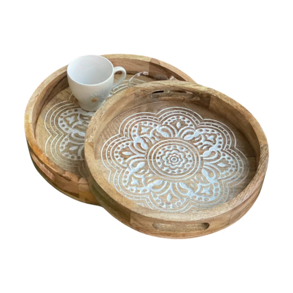 Wooden Serving Tray, Round  |  STR-36