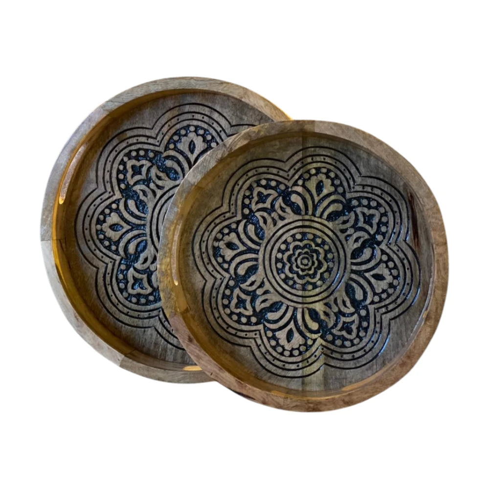 Wooden Serving Tray, Round  |  STR-37