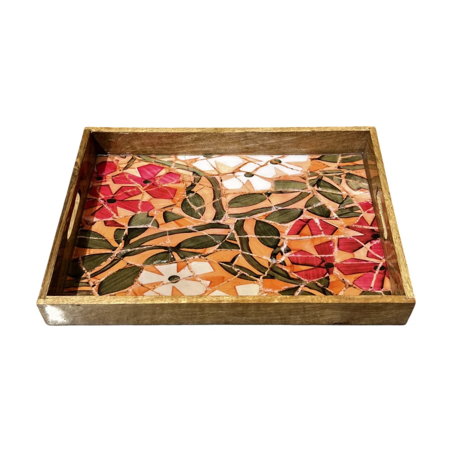 Handcrafted Wooden Tray, Epoxy Inlay