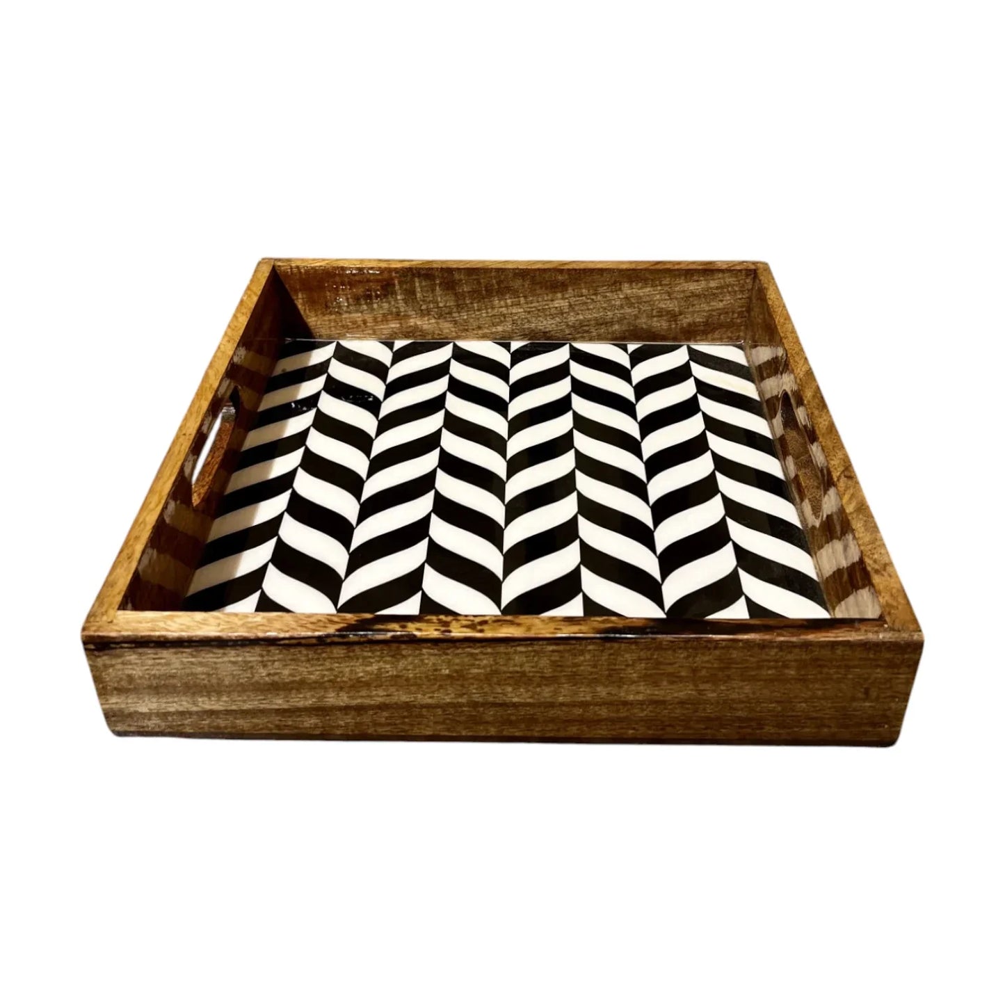 Handcrafted Wooden Tray, Epoxy Inlay