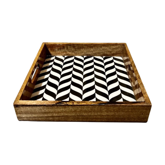 Handcrafted Wooden Tray, Epoxy Inlay