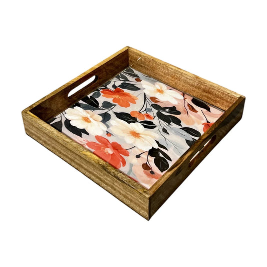 Handcrafted Wooden Tray, Epoxy Inlay