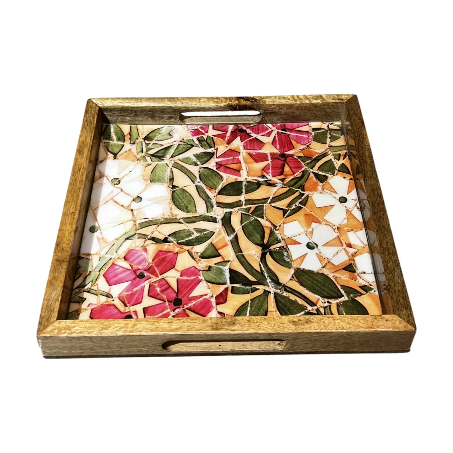 Handcrafted Wooden Tray, Epoxy Inlay