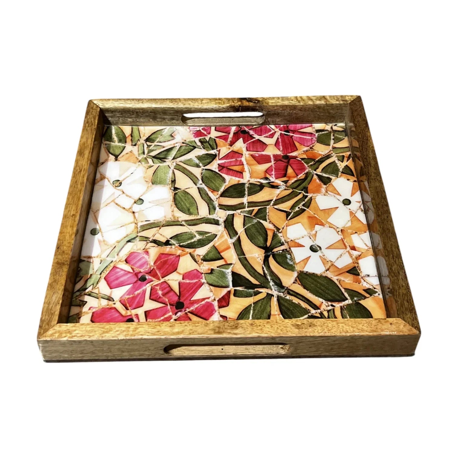 Handcrafted Wooden Tray, Epoxy Inlay