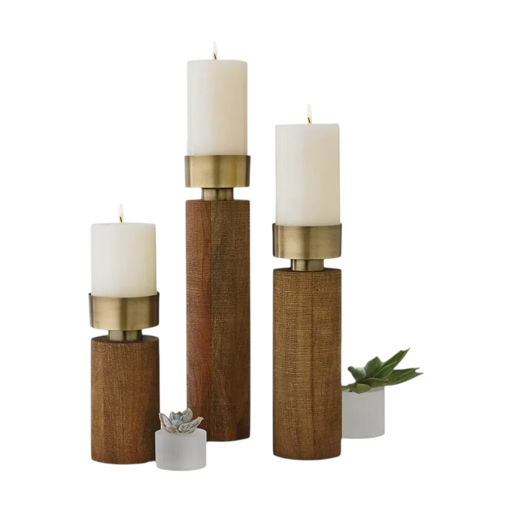 Wooden Candle Holder 3Pcs Set | WHC-77