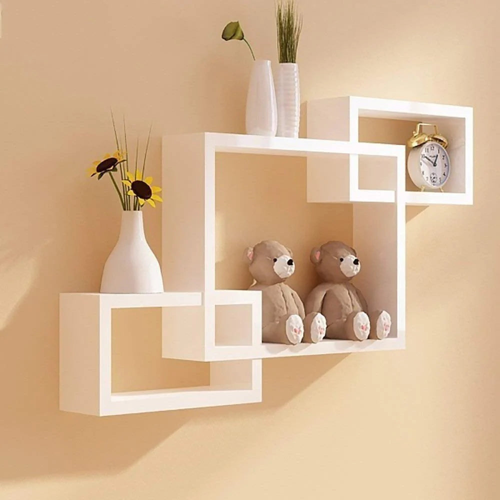 Wooden Intersecting Wall Shelves, Set of 3 | WHC-36