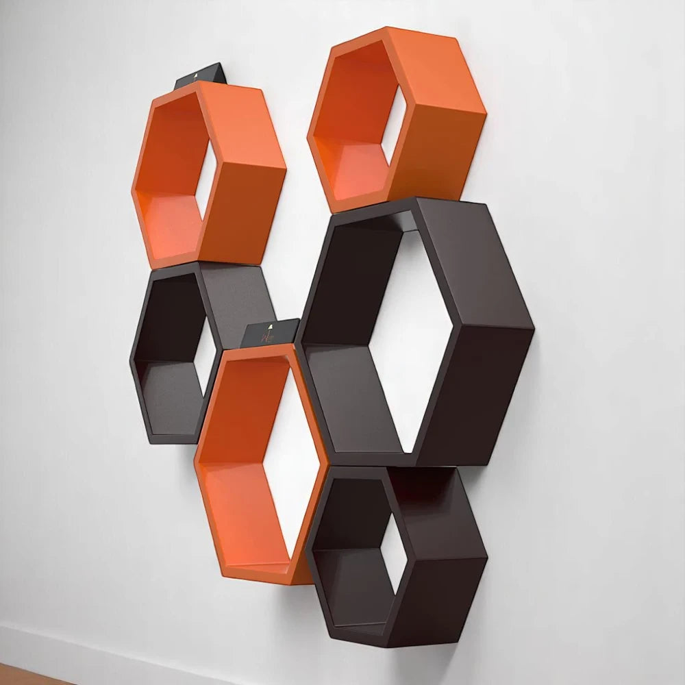 Wooden Intersecting Wall Shelves, Set of 6 | WHC-38