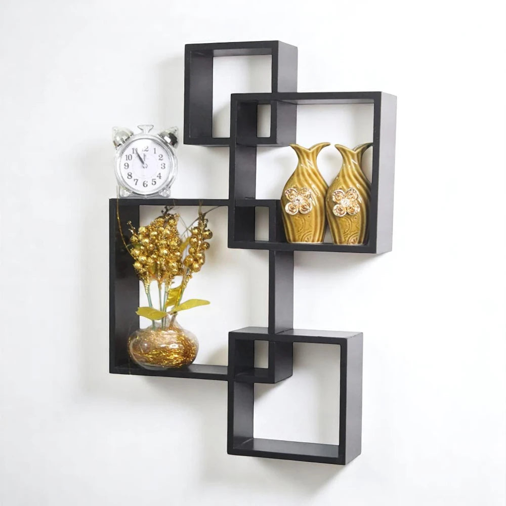 Wooden Intersecting Wall Shelves, Set of 4 | WHC-37