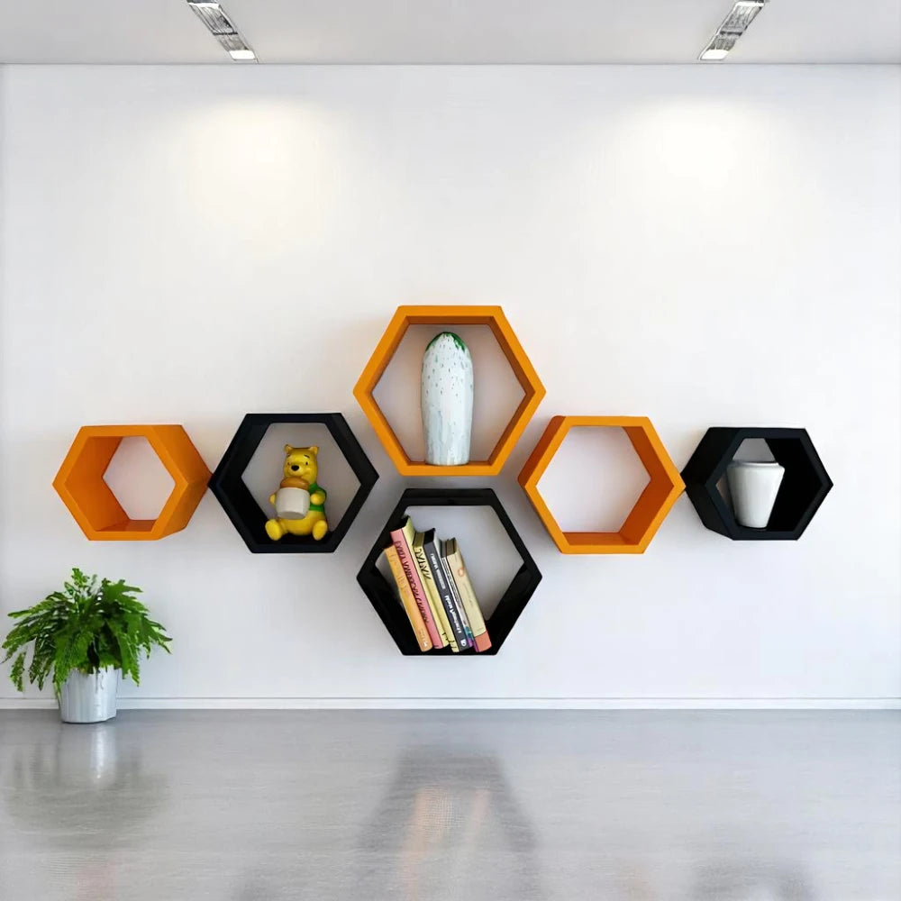 Wooden Intersecting Wall Shelves, Set of 6 | WHC-38