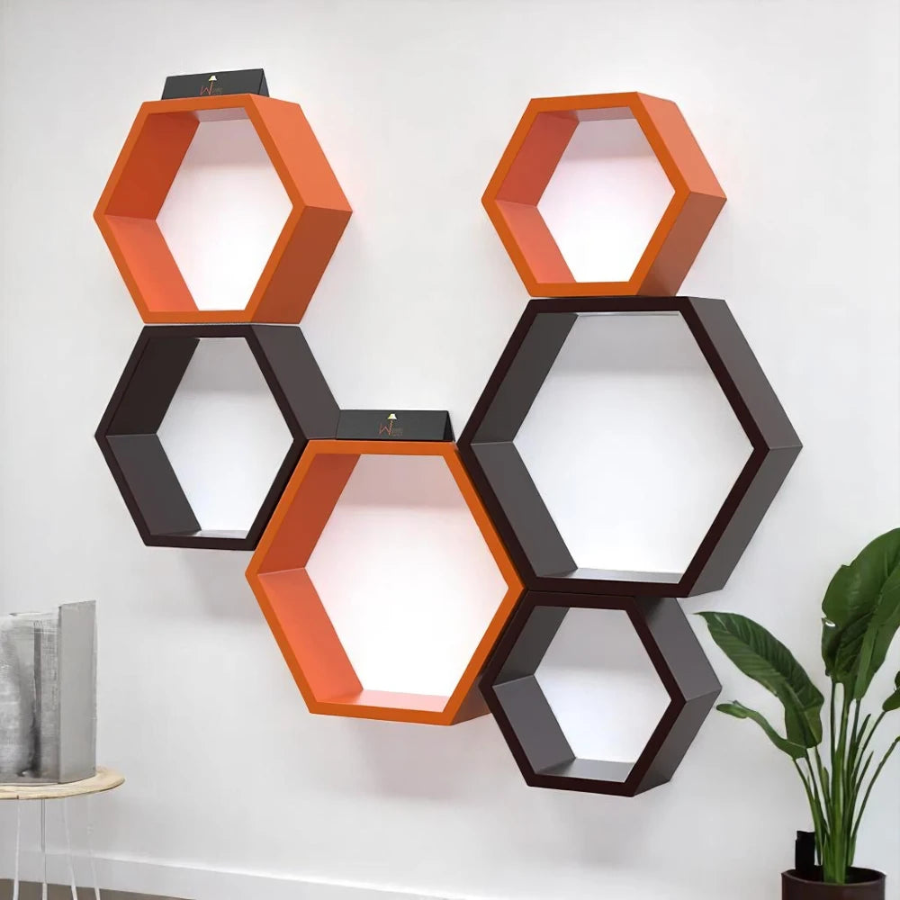 Wooden Intersecting Wall Shelves, Set of 6 | WHC-38