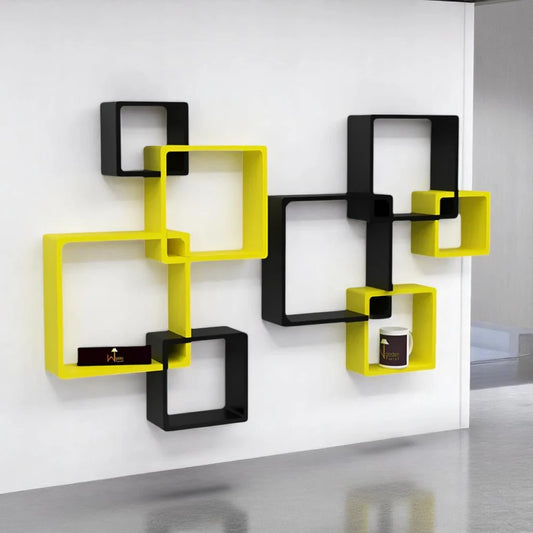 Wooden Intersecting Wall Shelves, Set of 8 | WHC-35