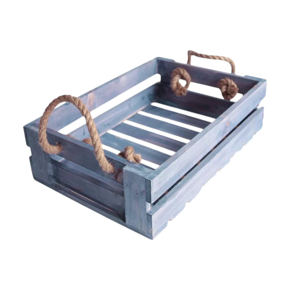 Wooden crate with rope handles
