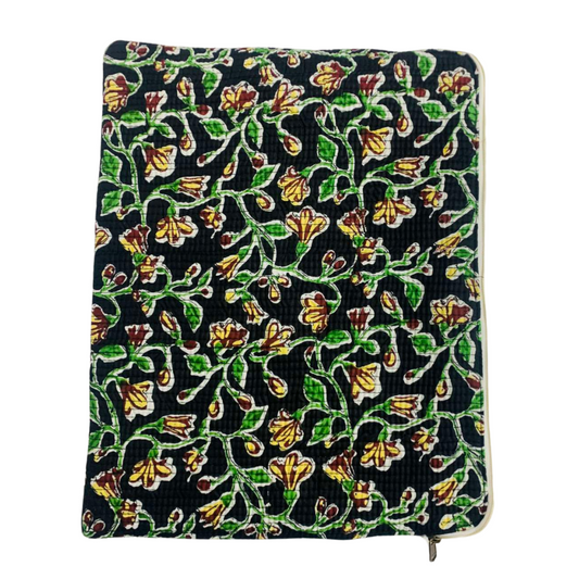 Cotton Laptop Bag, Handmade Floral Design, 12x16 inches