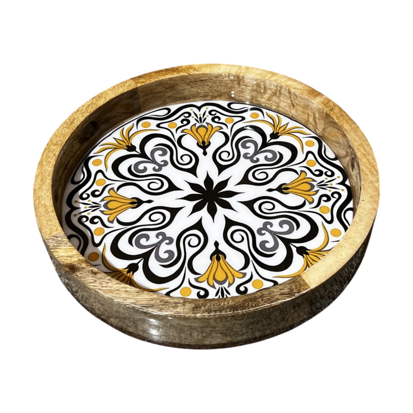 Handcrafted Wooden Serving Tray, Round