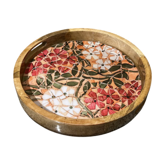Handcrafted Wooden Serving Tray, Round