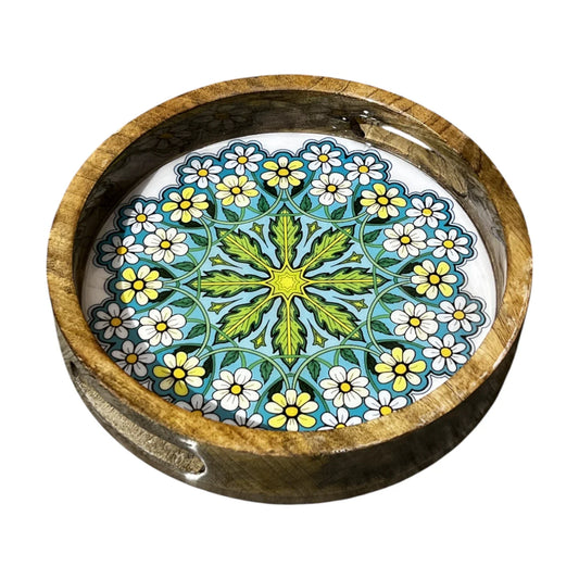 Handcrafted Wooden Serving Tray, Round