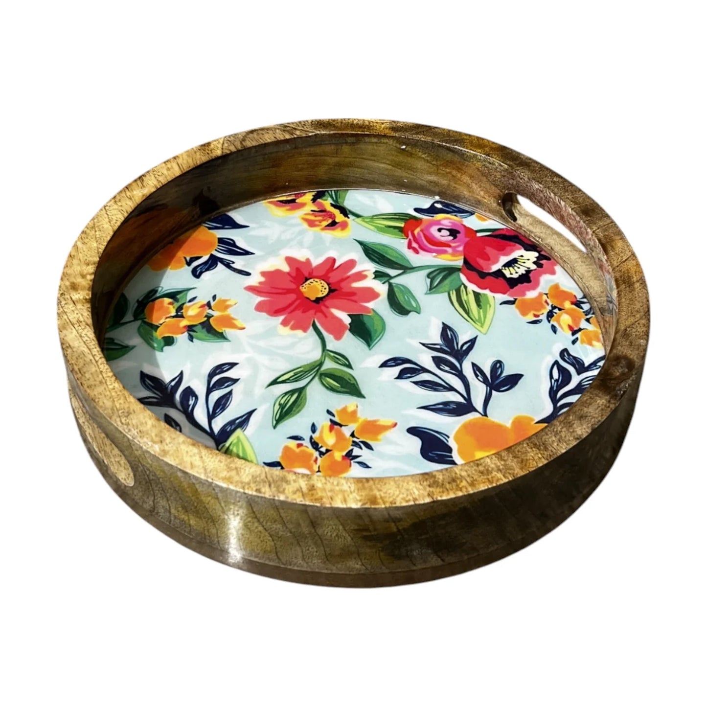 Handcrafted Wooden Serving Tray, Round