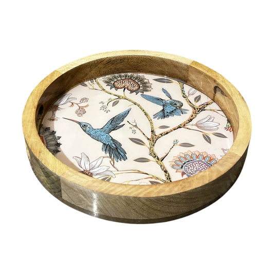 Handcrafted Wooden Serving Tray, Round
