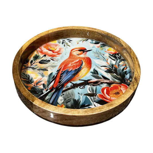 Handcrafted Wooden Serving Tray, Round