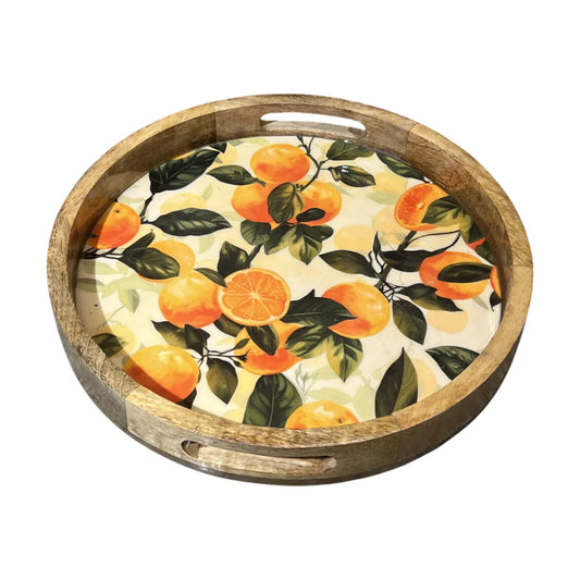 Handcrafted Wooden Serving Tray, Round