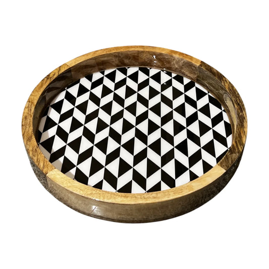 Handcrafted Wooden Serving Tray, Round