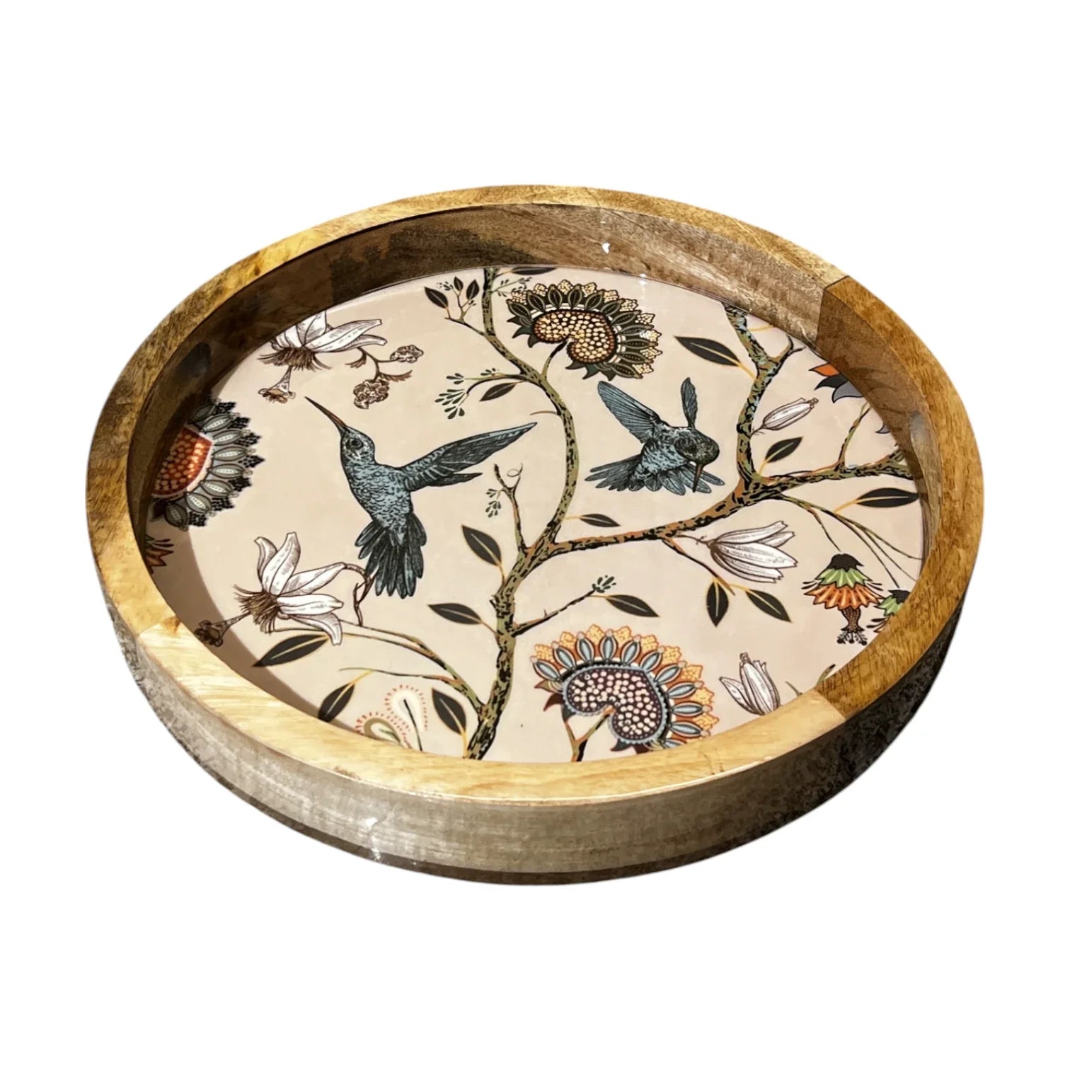 Handcrafted Wooden Serving Tray, Round