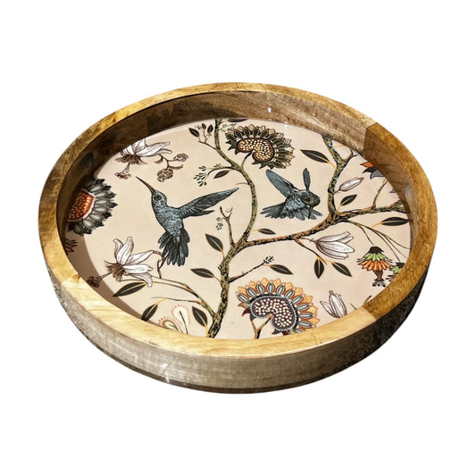 Handcrafted Wooden Serving Tray, Round