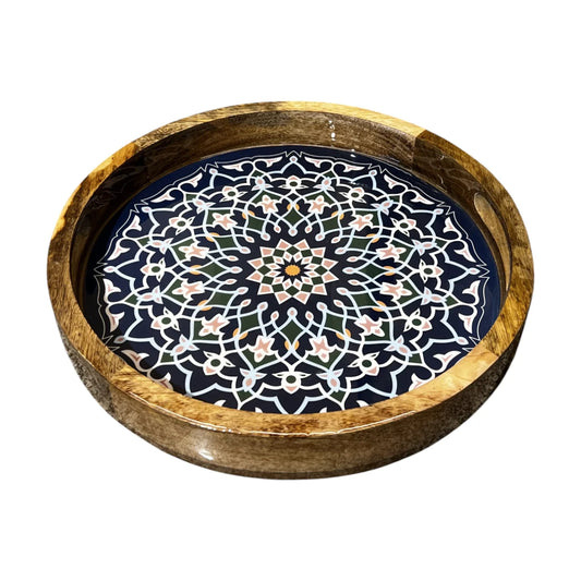 Handcrafted Wooden Serving Tray, Round