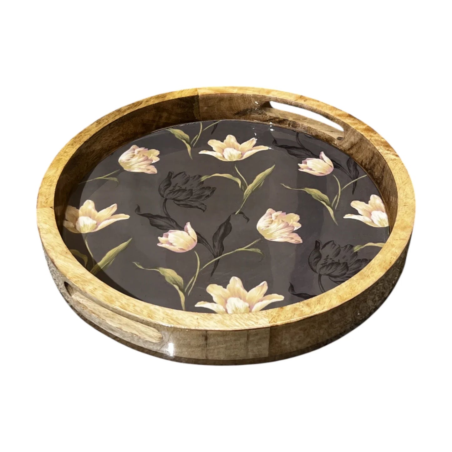 Handcrafted Wooden Serving Tray, Round