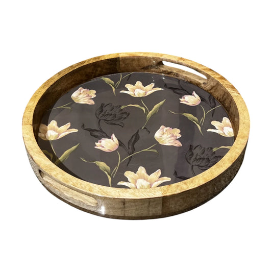 Handcrafted Wooden Serving Tray, Round