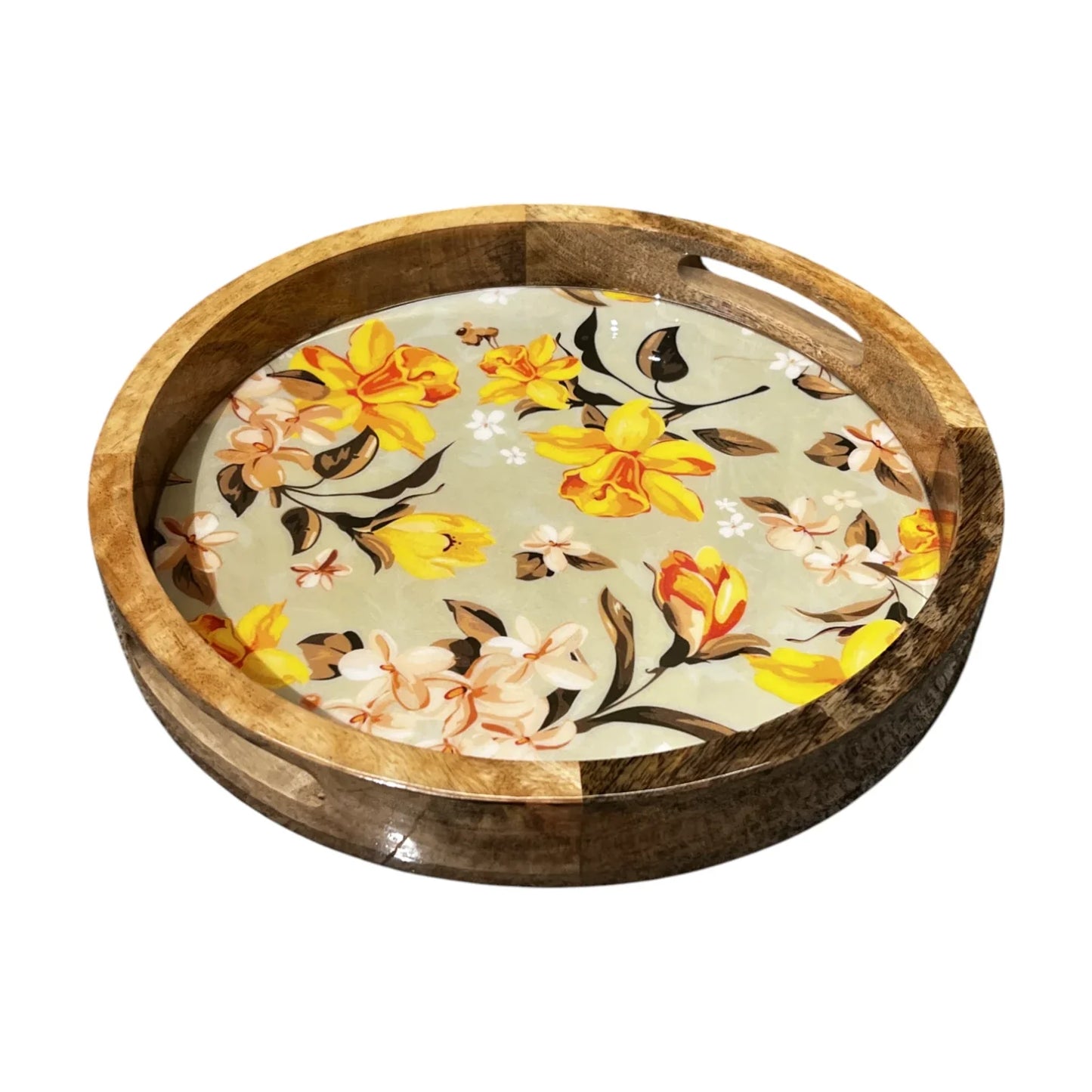 Handcrafted Wooden Serving Tray, Round