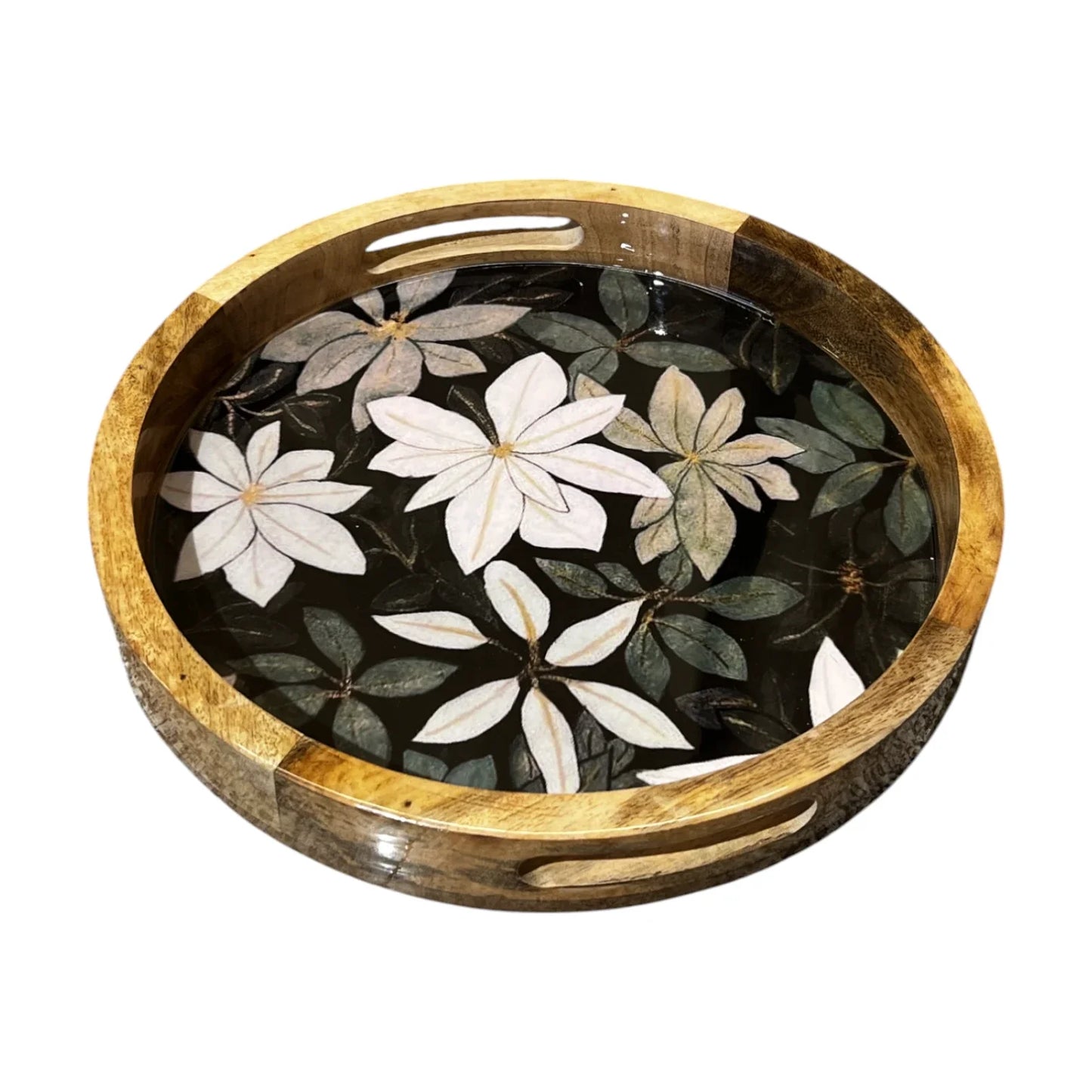 Handcrafted Wooden Serving Tray, Round