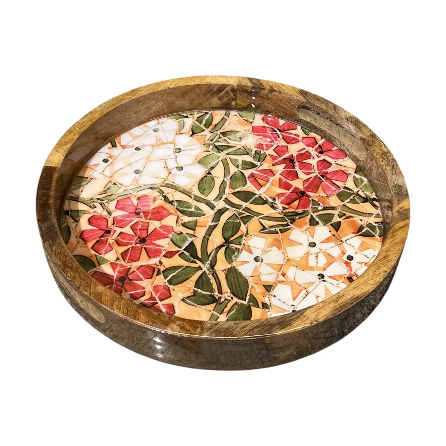 Handcrafted Wooden Serving Tray, Round