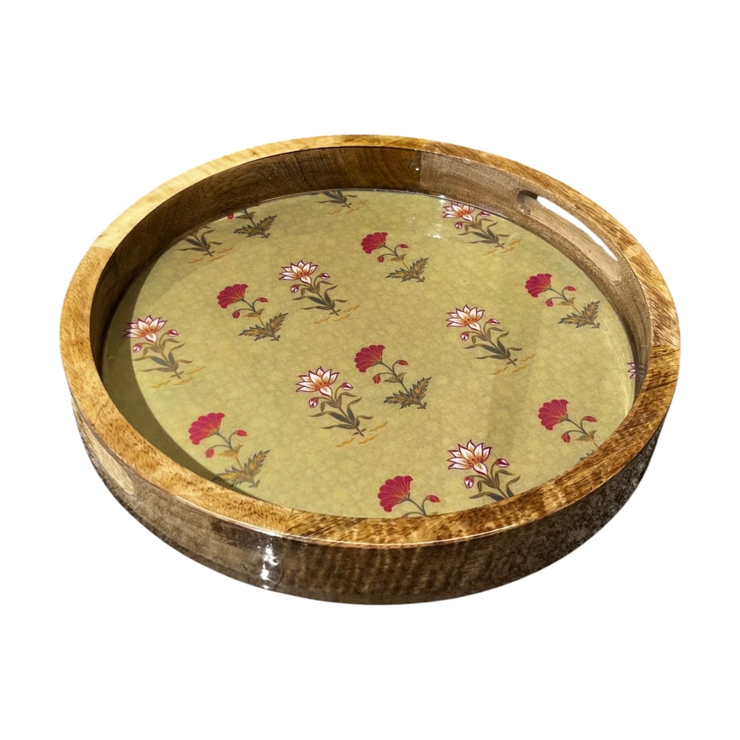 Handcrafted Wooden Serving Tray, Round