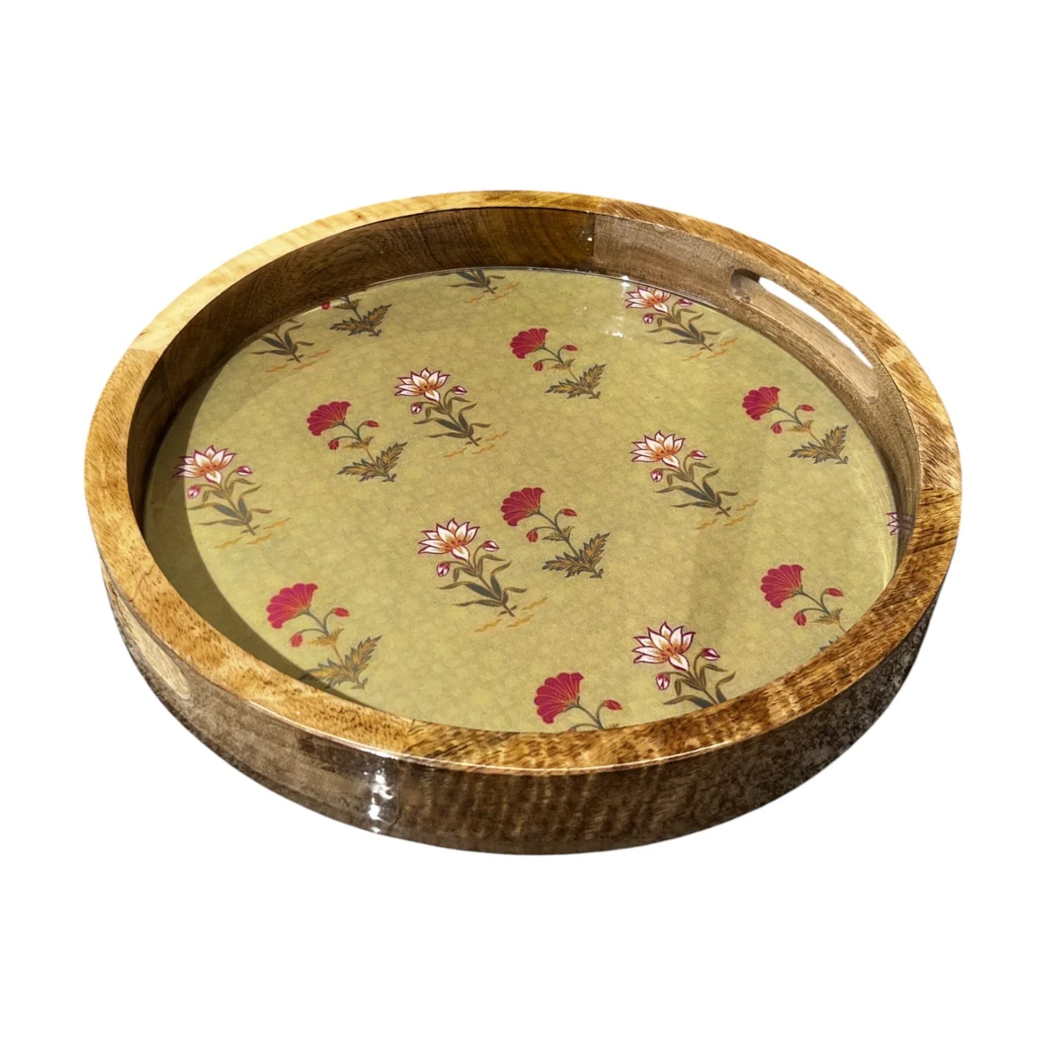 Handcrafted Wooden Serving Tray, Round