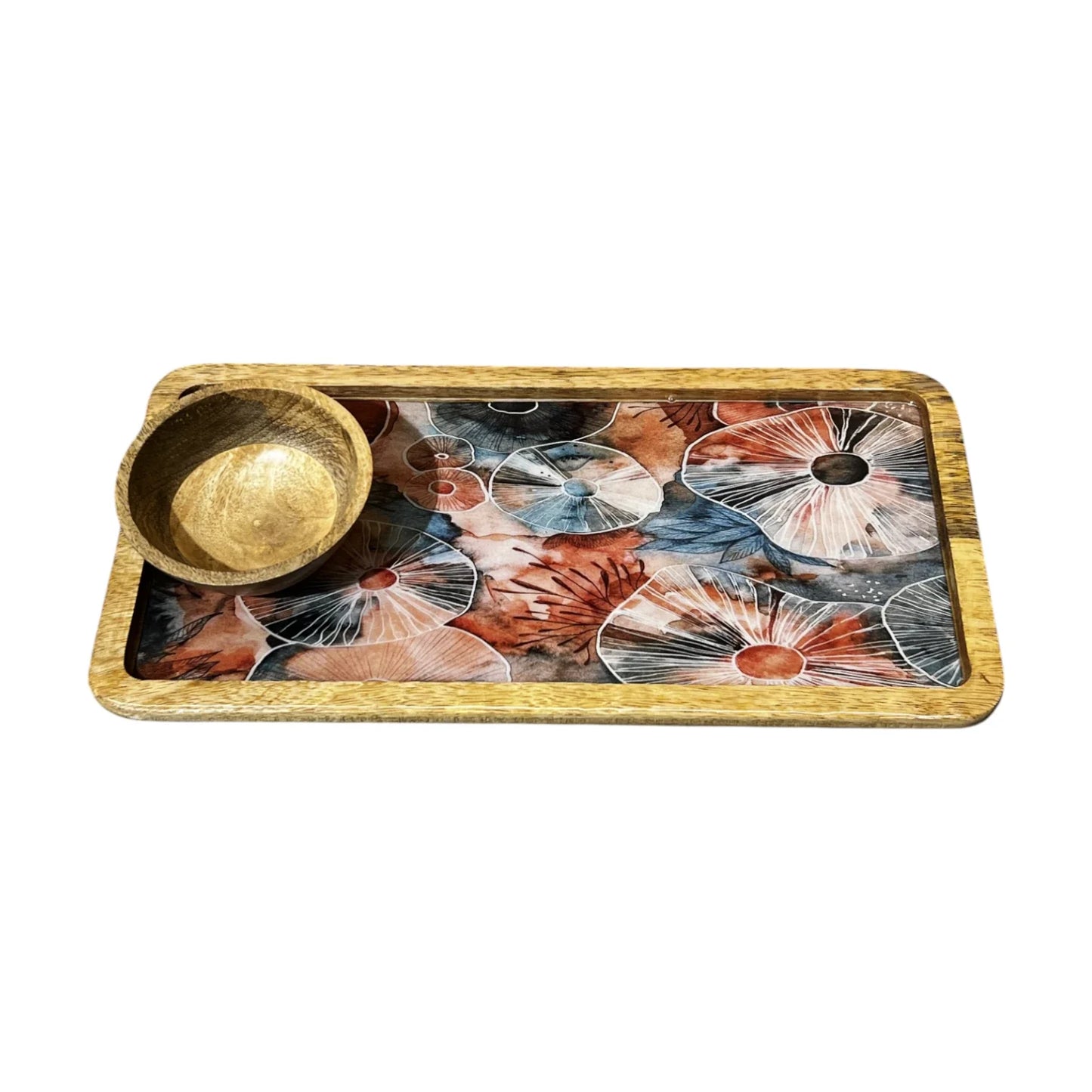 Wooden Platter with Bowl 14x7inch