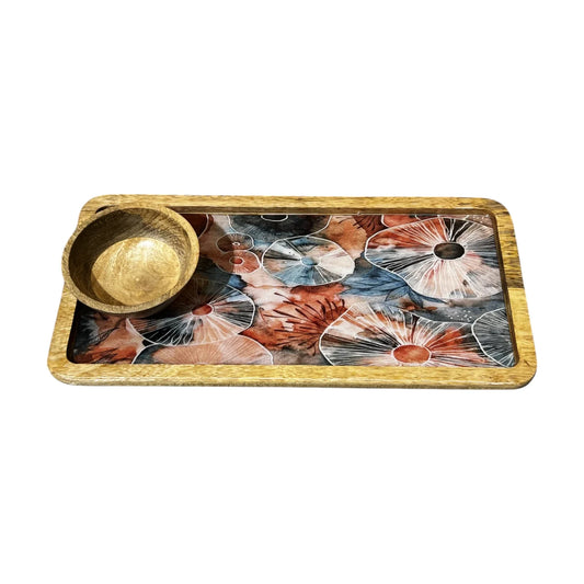Wooden Platter with Bowl 14x7inch