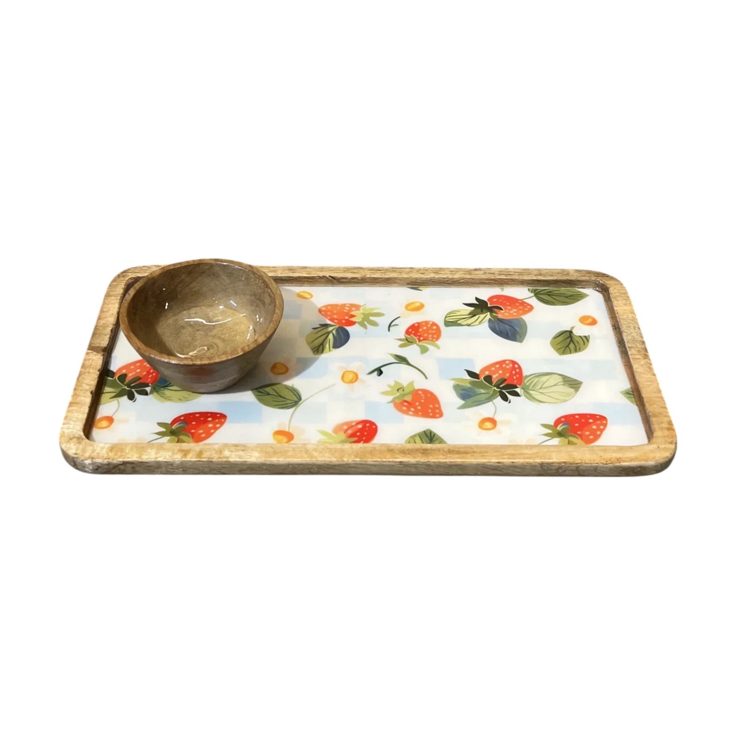 Wooden Platter with Bowl 14x7inch